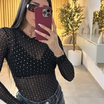 בגד גוף שיפון משבצות נקודות